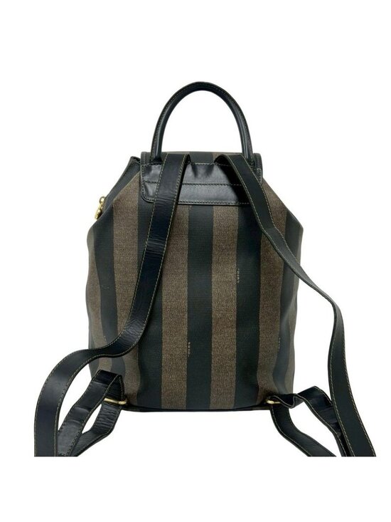 Fendi Vintage Pecan FF Pattern Leather Sac Backpack Black Brown main image 10